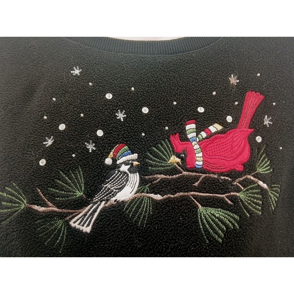 Alfred Dunner Classics Cardinals Embroidered Pullover Sweater '90s Grandma Chic - Picture 2 of 6